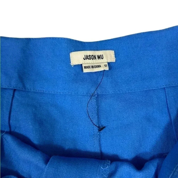 Jason Wu Regular Linen Blend Wide Leg Braided Crop Pants French Blue NEW Size 12 - Picture 7 of 13